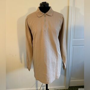 Faded Glory Beige Long Sleeve Polo Shirt